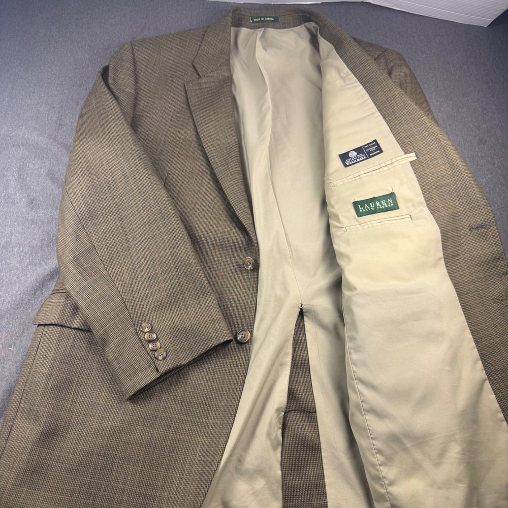 Lauren Ralph Lauren Mens 46L Brown Wool Houndstooth Blazer Sport Coat Canada
